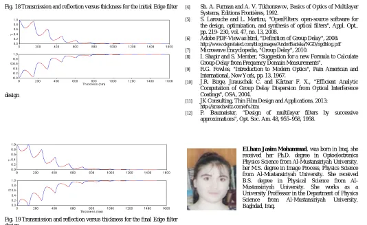 Fig. 19 Transmission and reflection versus thickness for the final Edge filter design 