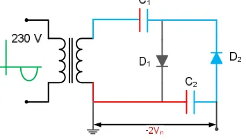 Figure 4 Voltage quadruple in negative alternation 