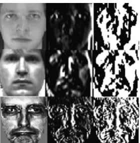 Fig. 2 The ﬁrst column shows sample faces from the ORL, Yale andFERET datasets. The second column shows the response of the Gaborﬁlter