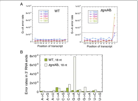 Fig. 6 Transcriptional errors detected by single-length (14positions of the 14- to 18-nt reads.–18 nt) RNET-seq