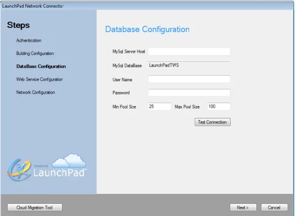 Figure 8 : ClassLink Tenant Server – Database Configuration screen 