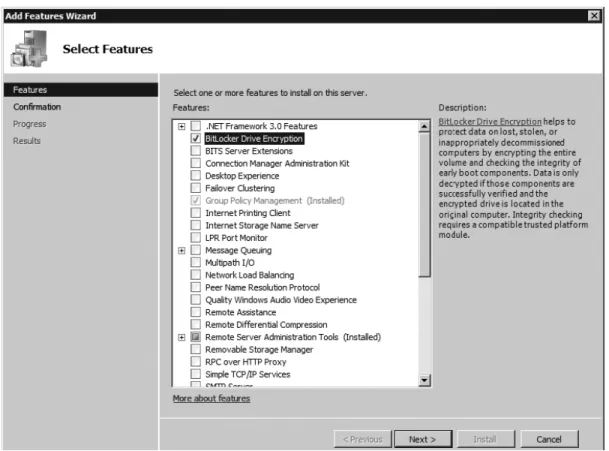 Figure 5.6  Selecting the BitLocker Feature in Server Manager
