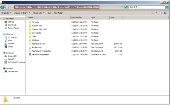 Figure 3: AppAssure Recovery Point displayed in Windows Explorer Example: Mailbox Restore for Exchange