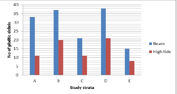 Fig. 1 Distribution of plastic debris at the study area.  