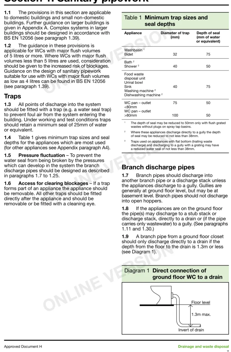Table 1    Minimum trap sizes and seal depths