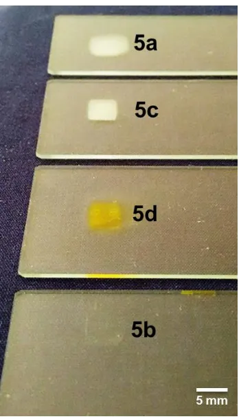 Figure S15. Microscopy images of the hybrid solutions of 5c with 5% or 7.5% silica particles at 10 (a & c) and 100 times (b & d) magnification