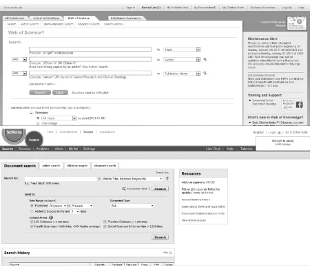 Figure 2. Web of Science and Scopus search screen 