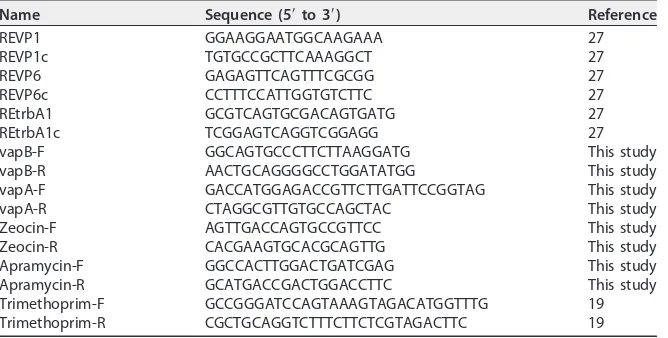 TABLE 2 Primers utilized for R. equi strain conﬁrmation