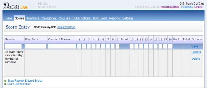 Figure 3 - Score Entry 
