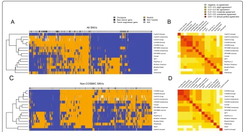 Figure 1 Inter-rater agreement between 15 mutation effect prediction algorithms.COSMIC database