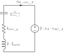 Fig. 6.Circulating current 50of uneven AC reference distribution, assuming PI based circulating current Hz component equivalent circuit in the casecontroller.