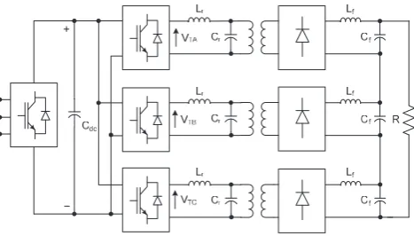 Figure 1 Three-single phase SRSL resonant power converter structure. 