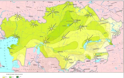 Fig. 16 Mean annual solar radiation in Kazakhstan (kWh/y) [53] 