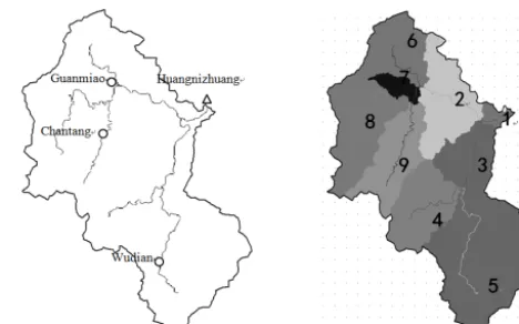 Figure 2. The location of the study area and the rainfall/dischargestation.