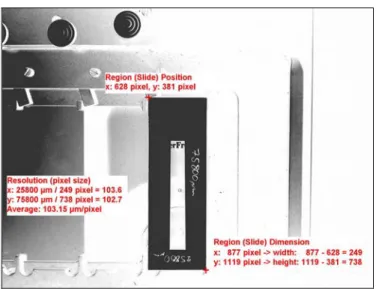 Figure 4: Full size webcam view with slide positioning calculations 