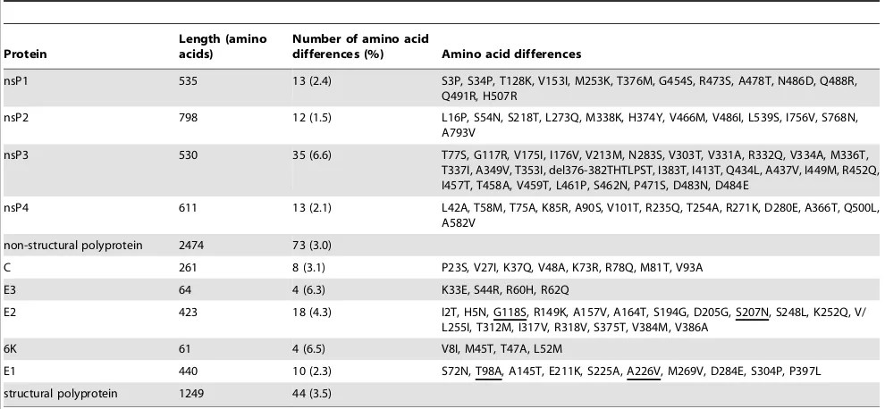 Table 1. Amino acid differences between Malaysian Chikungunya strains of Asian and East/Central/South African genotypes.