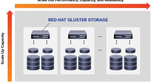 Figure 1.    Red Hat Gluster Storage Scales Up and Out 