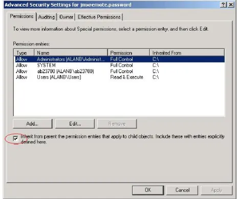 Figure 7: Disinheriting permissions borrowed from a parent directory 