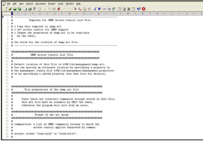 Figure 16: The snmp.acl file revealing the SNMP ACL example 