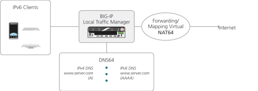 Figure 9: Bridging IPv6 clients and IPv4 services.