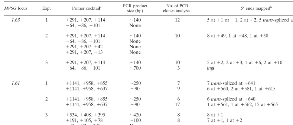 TABLE 1. 5� RACE analysis of transcription start sites in salivary gland trypanosomes