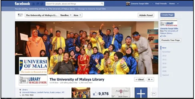 Figure 10: University of Malaya Library on Facebook 