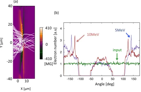 Fig. 4(b) compared to no increase for 5 MeV electrons. Thus,