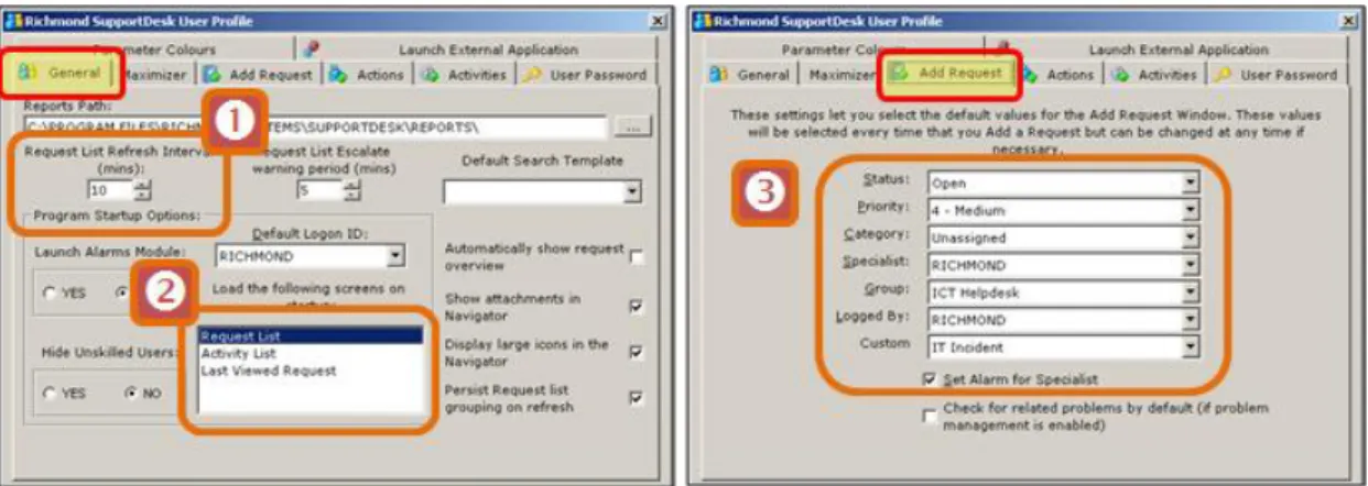 Figure 10: Setting up a User Profile 