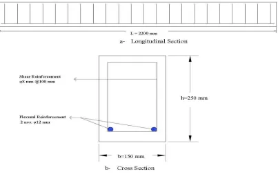 Figure 2.  Finite element modeling of RC beam. (a) Reinforced bar modeling, (b) Beam modeling