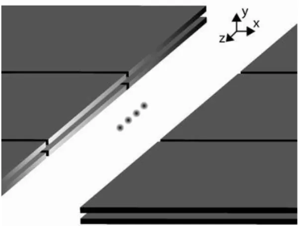 Fig. 2 (a) A schematic diagram of the linear microtrap de- de-sign showing the side view