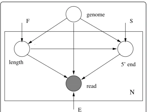 Figure 1 A generative graphical model for sequencingpaired-end reads are generated independently from a genome.Here,distribution of start sites of reads and