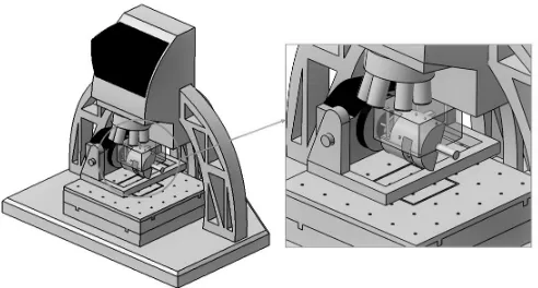 Fig. 3.Reference artifact to address veriﬁcation in 3+1 axis conﬁguration.Left: artifact for translational stage