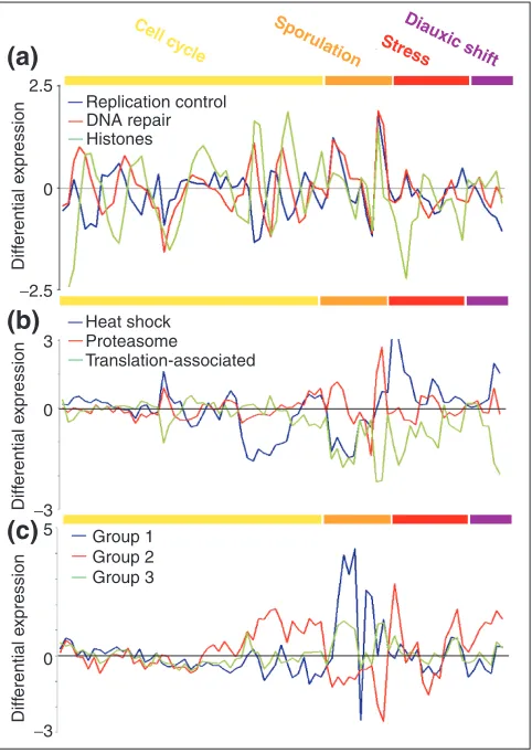 Figure 4Examples of gene subgrouping within broad functional classes. Expression