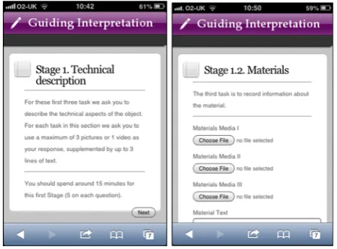 Fig. 1 Example screenshots from the structured activity