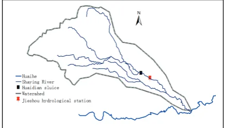 Fig. 1 Study area and the location of Jieshou hydrological station.   