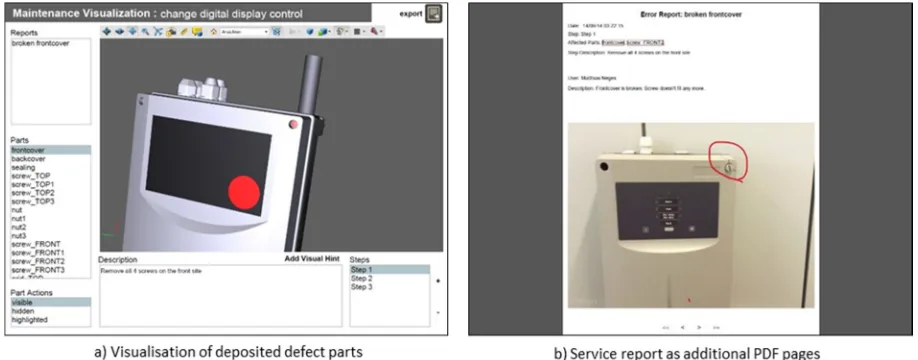 Figure 11: Screenshot of the prototype (online) – Visualisation of service reports