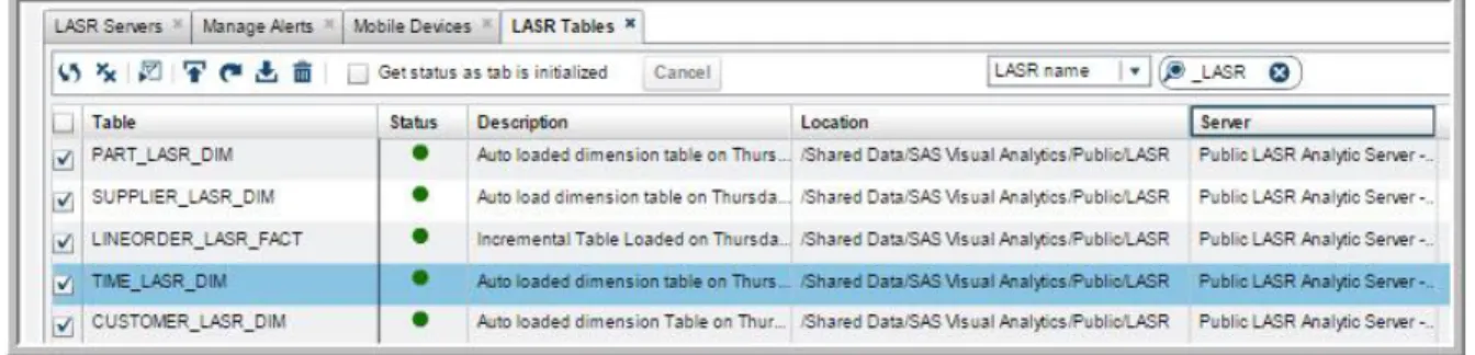 Figure 7: Load Status of LASR Tables 