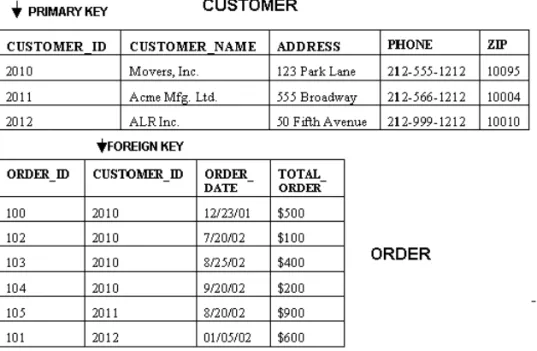 Figure 1.3  ■ Example of CUSTOMER data mixed with ORDER data.
