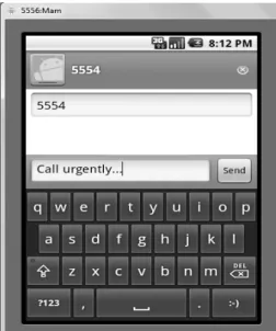 Fig. 10: Selected SMS from the priority inbox flashing on the screen 