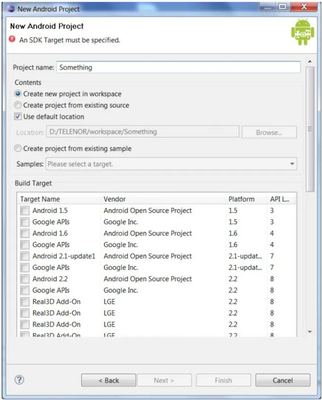 Figure 4 Filling out a new Android project   