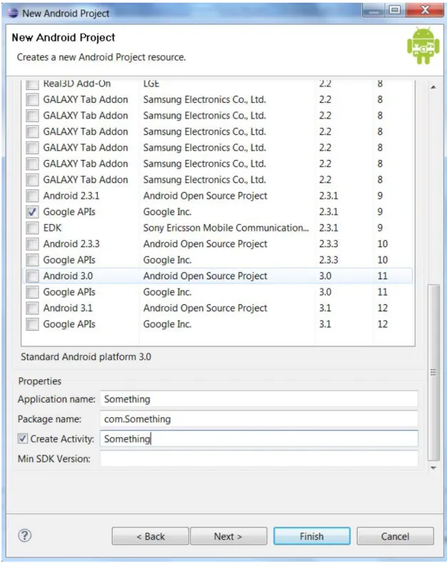 Figure 5 Filling out a new Android project 