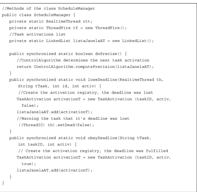 Figure 8. Part of the code for class ScheduleManager. 