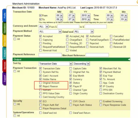 Figure 15: Transaction Detail Report Options 