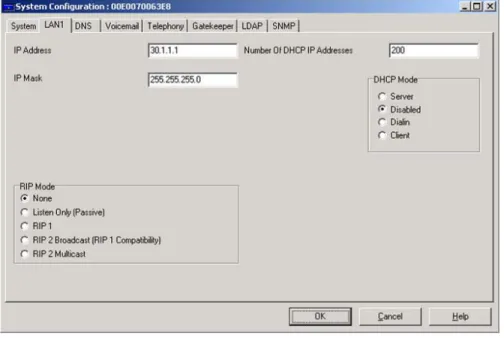 Figure 10: System Configuration – LAN1 Tab 