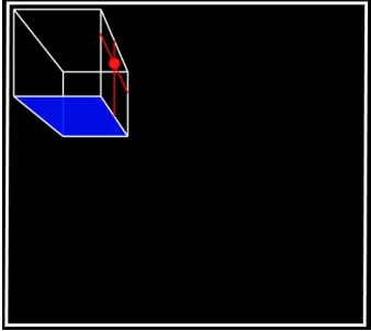 Figure 3: The radar shown on the front wall. The participantis positioned lower than and to the right of the room rep-resentation, which is therefore looked at from below