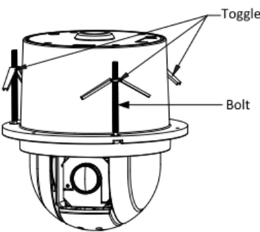 Figure 1-22 Install the Toggle Bolts  4. Align the toggle bolts with the screw holes on the ceiling