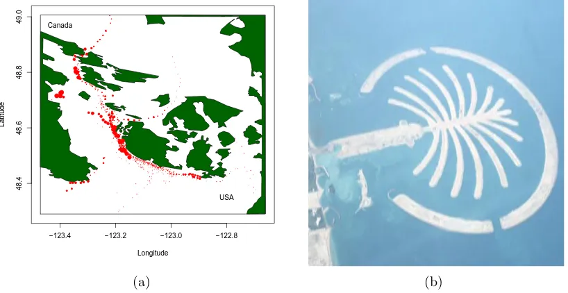 Figure 1: Killer whale group size oﬀ the West coast of the USA/Canada (a) and Palm Jumeirah in thePersian Gulf oﬀ the coast of Dubai [McMorrow, 2004] (b)