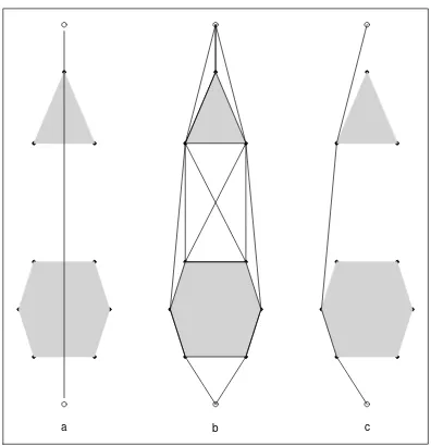 Figure 3: An example of graph construction using the CReSS method, where the grey areas representexclusion zones, ﬁlled circles represent the polygon vertices and lines represent edges