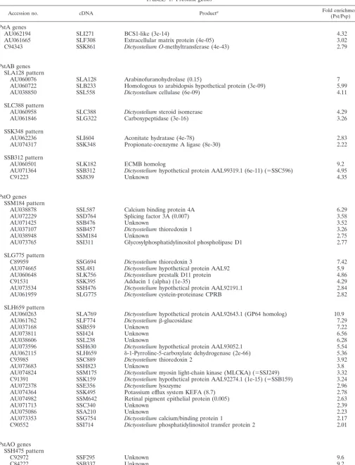 TABLE 1. Prestalk genes