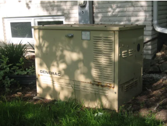 Figure 5 — A Generac 8 kVA  natural gas-fired standby  generator is the only source  for backup power